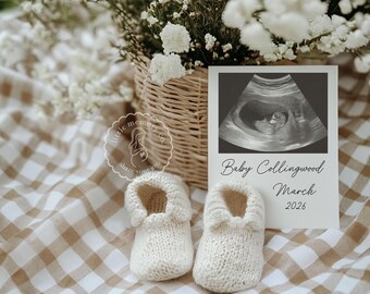 Neutral Pregnancy Announcement Digital, Spring Announcement, Editable Social Media Template, Pregnancy Gender Reveal, Tulips, Simple