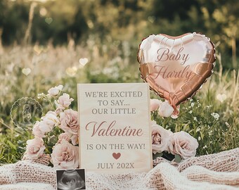 Valentine's Day Pregnancy Announcement, Editable Social Media Template (Digital Download)