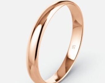 9K Solid Rose Gold / 2mm Wedding Ring / Band D-Shape / Lightweight / All Sizes Available / (375 & Workshop Stamp) / Handmade