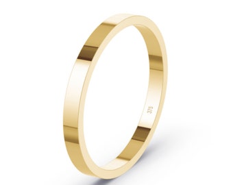 9K Solid Yellow Gold / 1.5mm Wedding Ring / Band Flat-Shape / Lightweight / Size F - T / (375 & Workshop Stamp) / Handmade