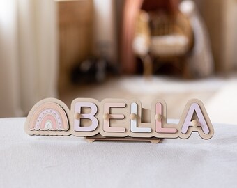 Name Puzzle,Personalized Gift for Baby and Toddler,First Birthday Gift,Wooden name puzzle,First Christmas Gift