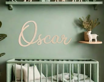 wooden name sign - wood letters - nursery wall decor - custom name sign - woodland nursery decor - personalized baby wall art