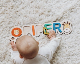 Puzzle bébé personnalisé - Jouets Montessori pour enfants - Puzzles de noms pour les tout-petits - Cadeau du 1er anniversaire