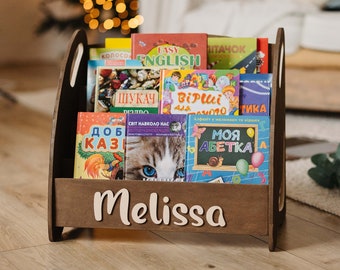 Baby book shelf - Montessori Furniture - Wood Bookshelf for Kids - Sturdy Toddler Bookcase - Nursery Decor for Organized