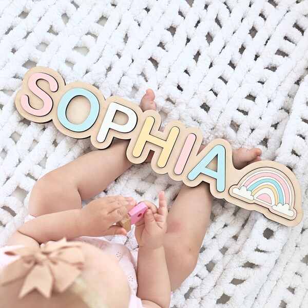 Personalized Name Puzzle - Montessori Toys - Baby Shower Gift - 1st Birthday Baby Gift