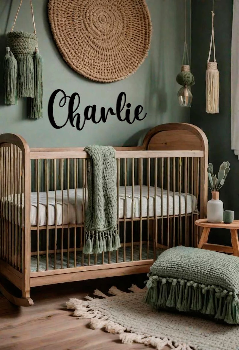 Nom personnalisé en bois pour chambre d'enfant, décoration murale personnalisée pour chambre d'enfant, nom personnalisé pour mariage, nom de mariage image 2