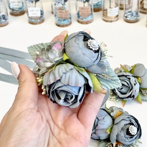 Oval Room Blue Wedding Corsages and Boutonnières Set, Wrist Corsage, Prom Corsage, Bridesmaids Corsage, Bridal Bracelets, Mom Corsage
