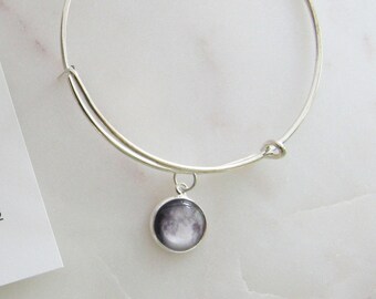 Custom Birth Moon Bracelet // Moon Phase Bangle Adjustable Bracelet