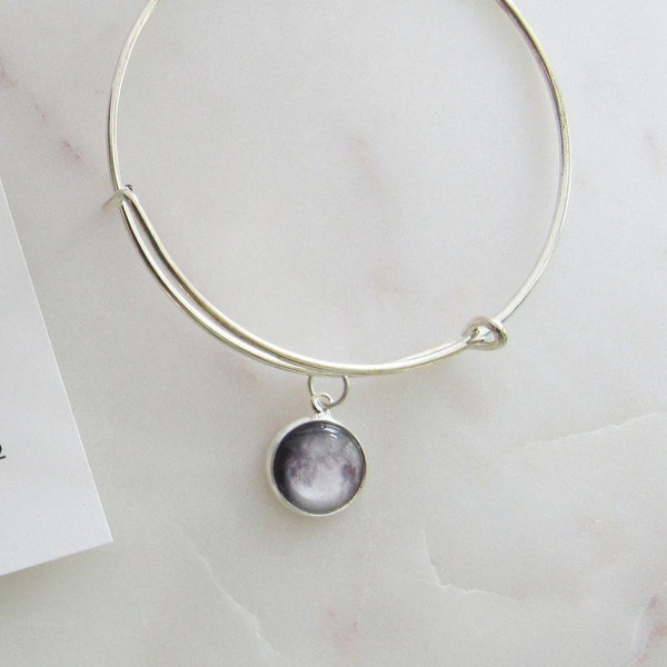 Custom Birth Moon Bracelet // Moon Phase Bangle Adjustable Bracelet