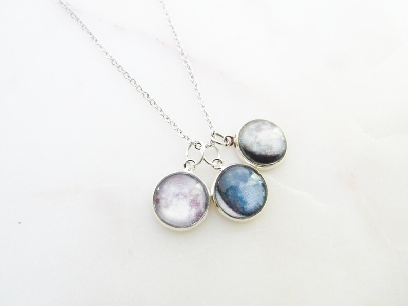 Beneath these Moons You Became a Mom // Custom Birth Moon Necklace // Moon Phase Necklace image 4