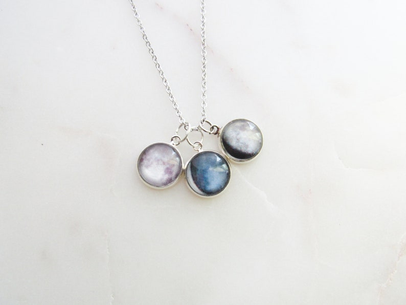 Beneath these Moons You Became a Mom // Custom Birth Moon Necklace // Moon Phase Necklace image 3