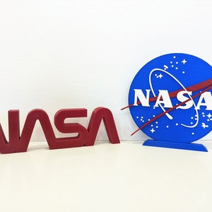 Almôndega de placa com logotipo da NASA, montável em parede, suporte de mesa, detalhes com profundidade impressa em 3D