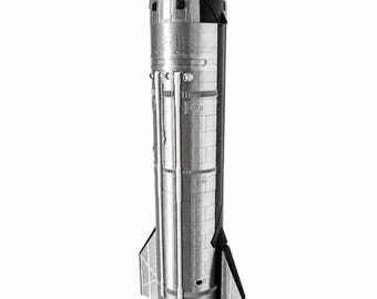 Maquette détaillée du vaisseau spatial Starship S39 (dernière version) et du Super Heavy B10 à l'échelle 1:140, 86 cm (34 pouces), détails de l'équipage intérieur, pièces mobiles, verrouillable, anneau d'étage chaud !