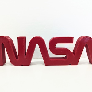 NASA Worm Logo Plaque Desk Shelf Stand 8&quot;-18&quot; HUGE 3D Printed