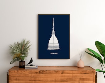 Torino Print - Mole Antonelliana Torino Poster, Illustrazione - 6 Varianti Colore!