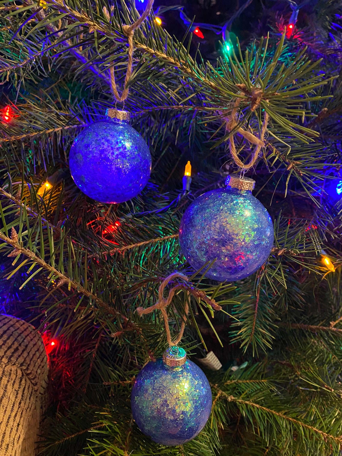 Set of 3 glitter Christmas balls Etsy