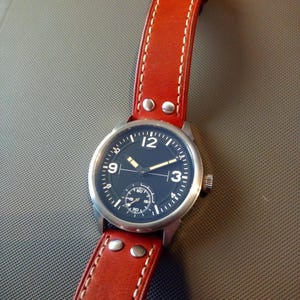 Flieger B-Uhr. Vintage Swiss movement pilot&#39;s watch with Unique Instrument style dial. Guaranteed as Authentic Swiss ETA 6498 movement