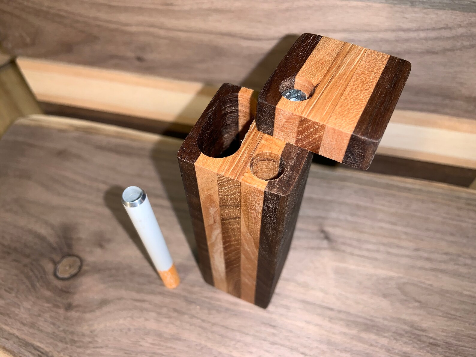 Dugout One Hitter Box With Pipe Unique Shape Wooden Smokers Etsy