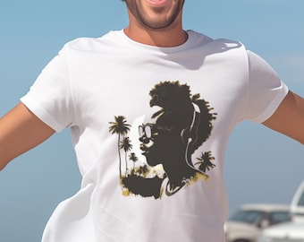 Chemise "Summer Vibes Silhouette", T-shirt premium, jaune, or, blanc, rouge ou bleu roi, pour elle et lui