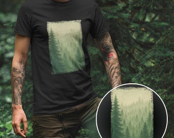 Koszulka Mystical Forest „Forest” – dla mężczyzn i kobiet – Misty Forest Nature Design – Estetyczny prezent – Unisex