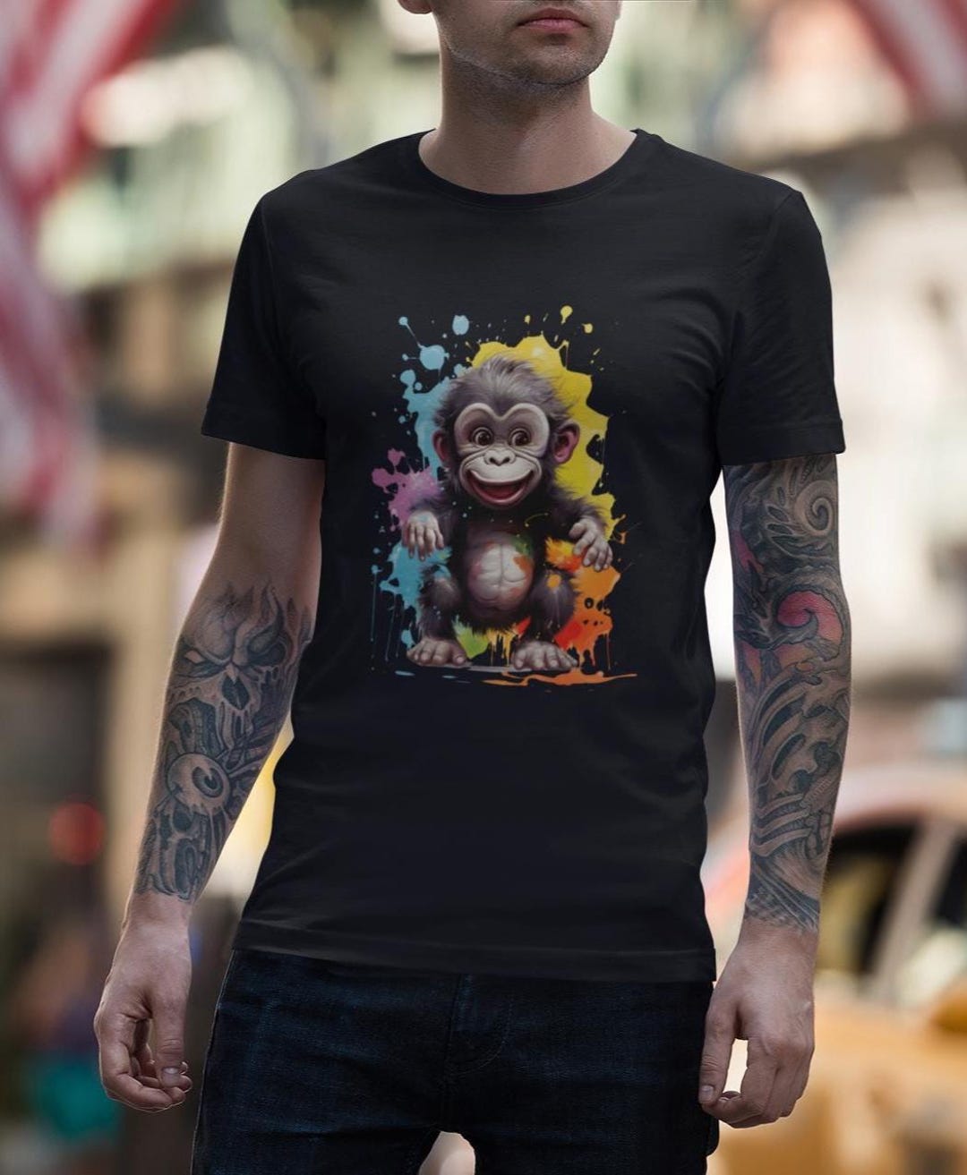 Gorilla T-shirt - Colorful Animal Design - Unisex Shirt - Gorilla Print ...