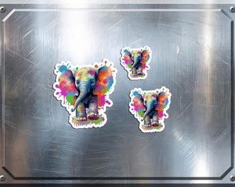 Colorful Elephant Magnet – Colored Watercolor Elephant Refrigerator Magnet – Art Magnet – Decorative Gift Idea