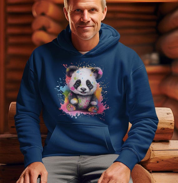 Panda Hoodie “panda With Googly Eyes and Splashes of Color