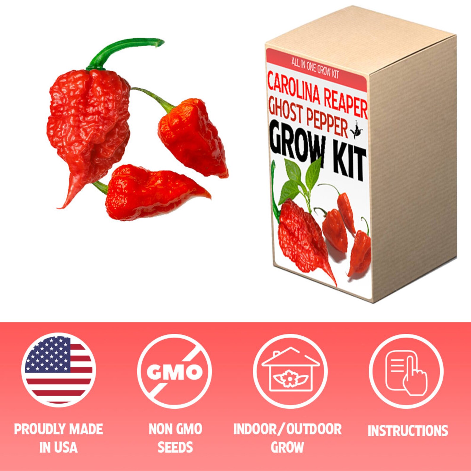 Carolina Reaper and Ghost Pepper Chili Grow Kit All in One Etsy UK