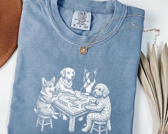 Dogs Playing Poker Print, Vintage Style Animal Art, Funny Dog Wall Decor, Rustic Farmhouse Art, Card Game Illustration Gift