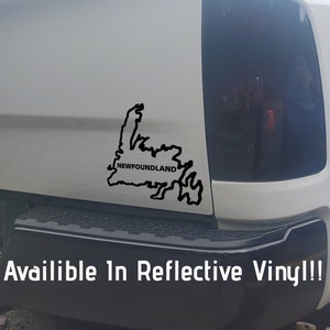 Stickers en vinyle avec contour de la carte de Terre-Neuve - 3 x 3 et 5 x 5