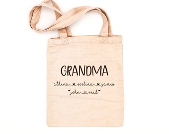 GRANDMA TOTE BAG Grandmother Mothers Day Gift grandma canvas tote bag Personalized Canvas Tote Bag  personalized grandma gift Custom Tote