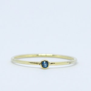 14k Solid Gold Birthstone Rings - Choose Your Birthstone - 2mm natural birthstone