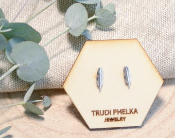 Feather Studs, Feather Stud Earrings, Sterling Silver Feather Earrings