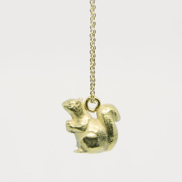 Gold Eichhörnchen Halskette, Eichhörnchen Halskette, Eichhörnchen Anhänger Halskette