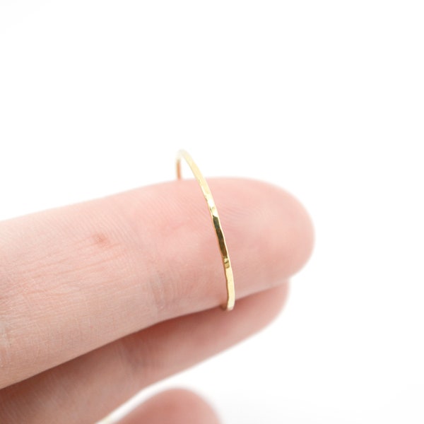 Conjunto de anillos de apilamiento fino de oro macizo de 14 k, conjunto de anillos de apilamiento, anillos de apilamiento de oro, anillo de apilamiento de plata