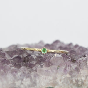 Birthstone Ring | Solid Gold Birthstone Ring | 2mm Natural Gemstone Solid Gold Ring
