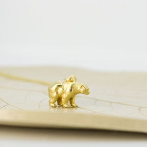 Bear necklace, gold bear necklace, small bear pendant, gold bear pendant