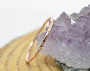 Rose Gold 14k Solid Rose Gold Thin Stacking Ring Set, Rose Gold Stacking Ring Set, Rose Gold Stacking Rings, Rose Gold Stacking Ring