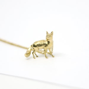 Fox Pendant Necklace, Animal Pendant Necklace, Fox Necklace, Gold Fox Necklace