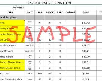 Inventory and Order Tracking Form (Excel Spreadsheet)