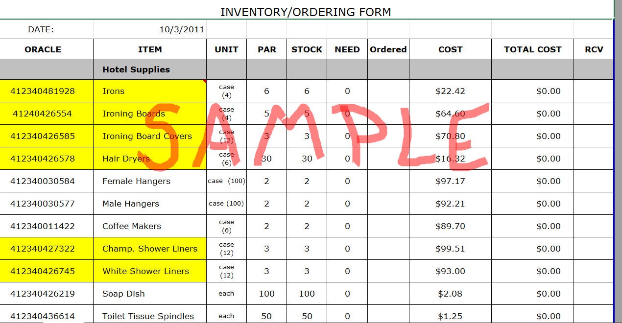 Inventory and Order Tracking Form excel Spreadsheet Etsy