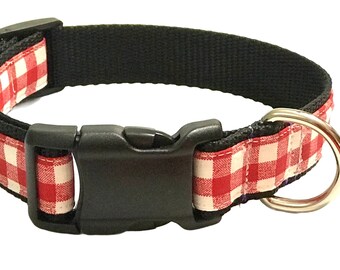 Handsome Gingham Collar with Black Side Release Buckle, Hand Made with quality materials and love, 1 Inch Wide.