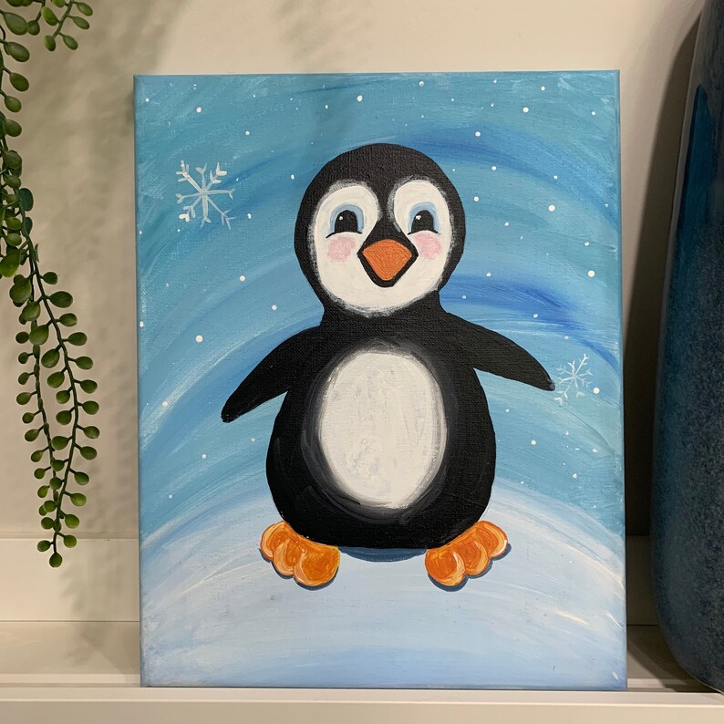 Art Kit Penguin Acrylic on canvas painting kit DIY Etsy