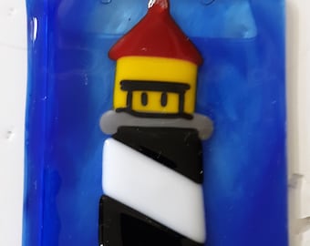 Light house stained glass suncatcher fused glass Free Shipping