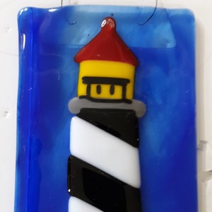 Light house stained glass suncatcher fused glass Free Shipping