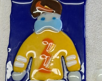 Fused Glass Athlete Suncatcher: Handmade Stained Glass Art