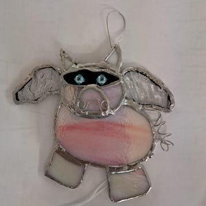 Flying Pig Stained glass pink Sun catcher: Whimsical Ornament