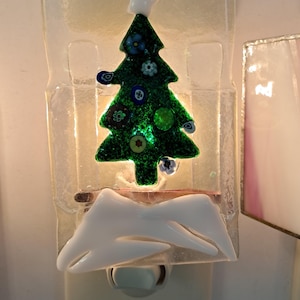 Fused Stained Glass Christmas Tree Night Light