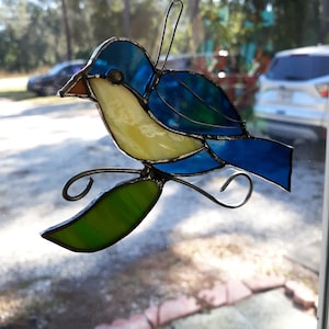 Blue Bird Sun catchers stained glass window hanging 2 in stock Free shipping