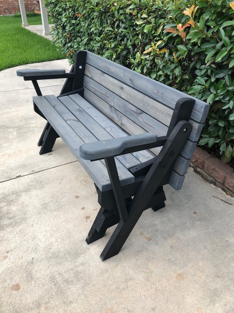 Convertible Folding Bench Seat to Picnic Table with arm Etsy